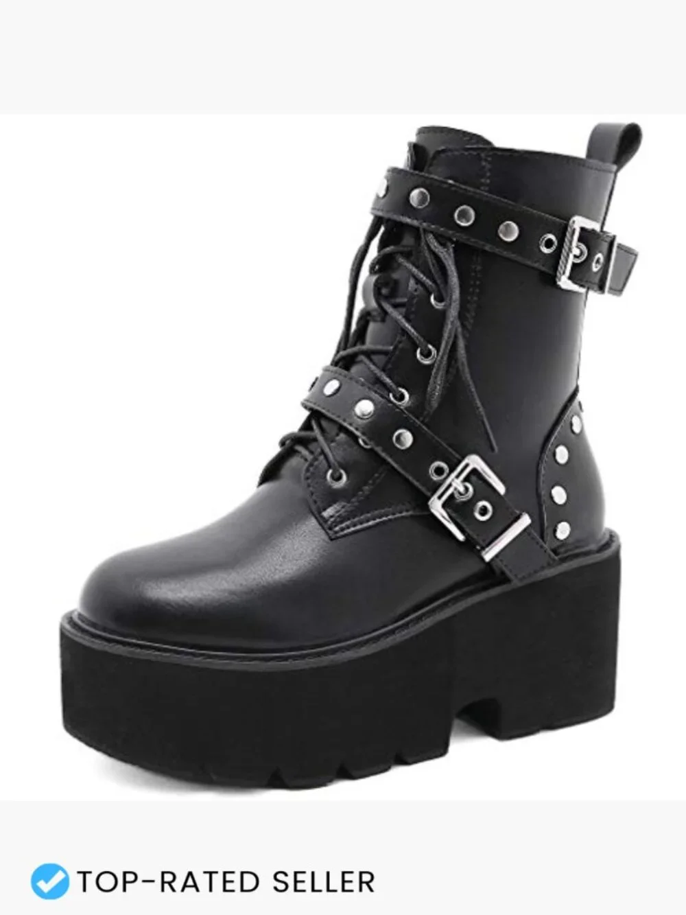 Goth Patent Ankle Boots Chunky Platform High Heel Lace Up Combat Punk Booties